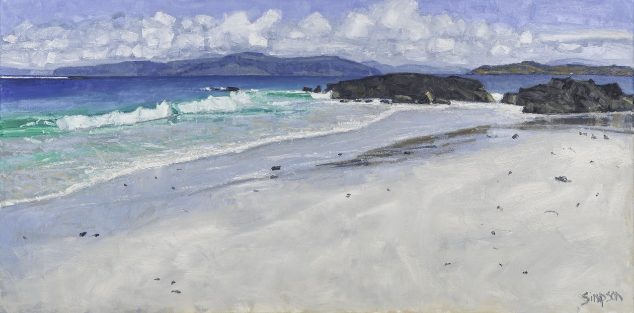 Beach Rocks, Iona, 2016 (olja på duk) av Charles Simpson