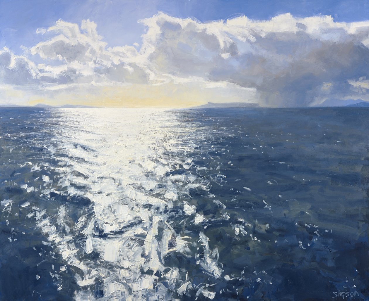 Crossing the Sound, 2015 (olja på duk) av Charles Simpson