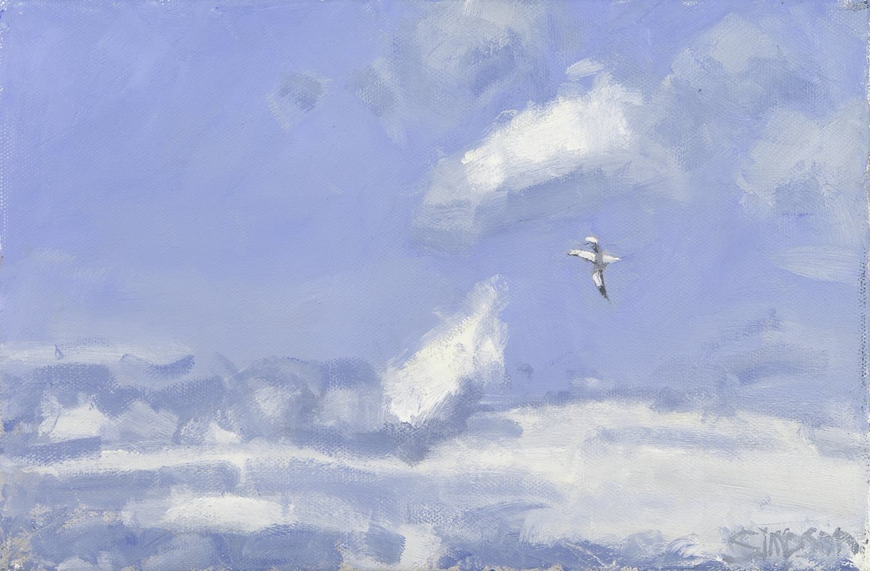 Gannet  Clouds, 2016 (olja på duk) av Charles Simpson