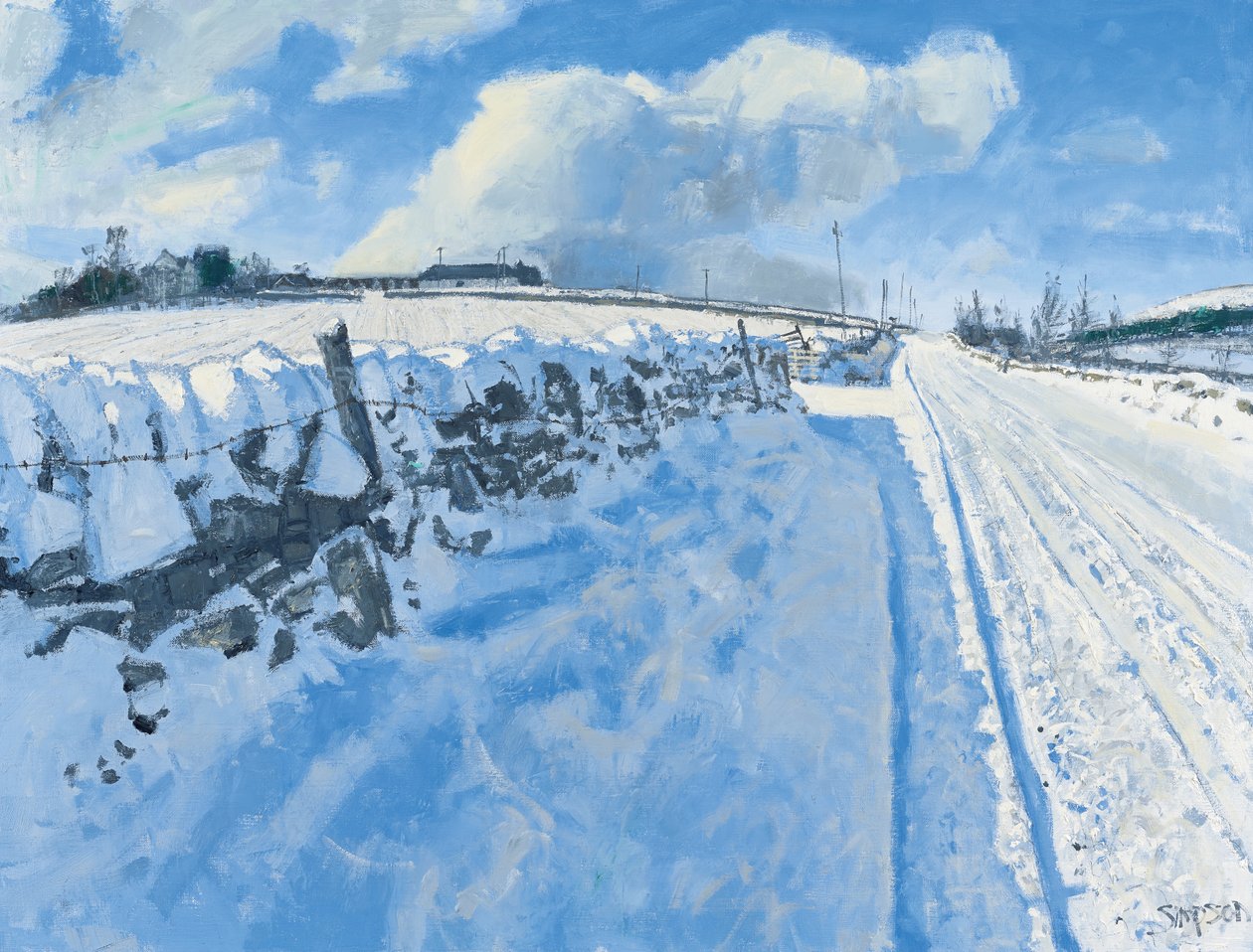 Snowy Road, 2014 (olja på duk) av Charles Simpson