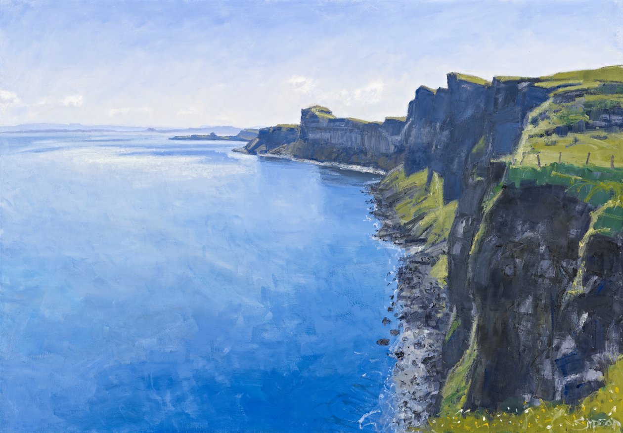 Summer Cliffs, Skye, 2011 (olja på duk) av Charles Simpson