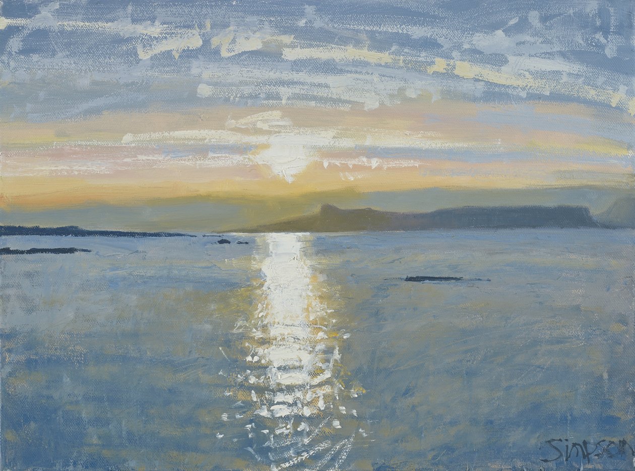 Sunset Sea, 2013 (olja på duk) av Charles Simpson