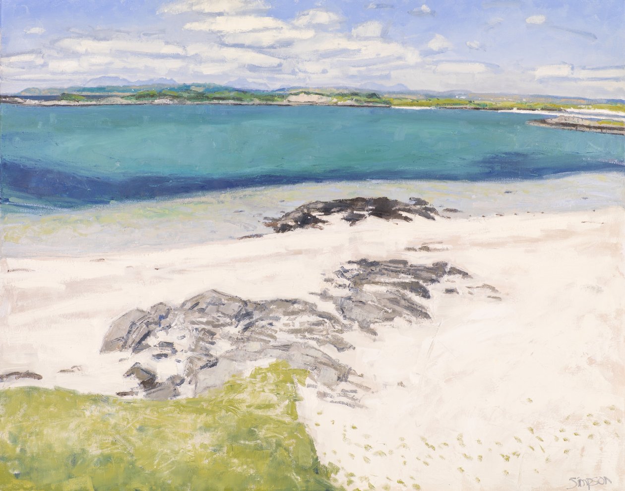 Traigh Morning, 2016 (olja på duk) av Charles Simpson