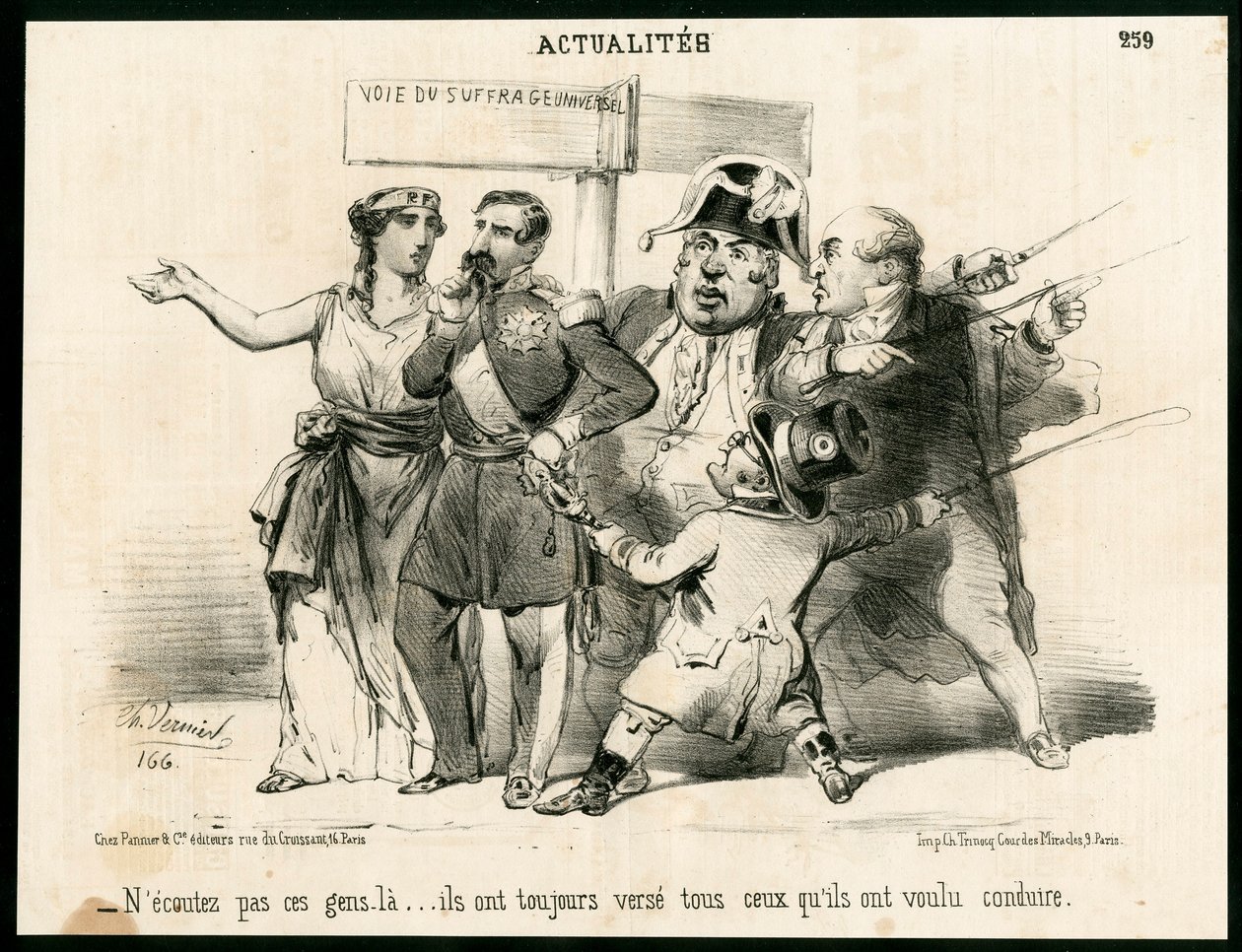 Le Charivari, satirisk i svartvitt av Charles Vernier