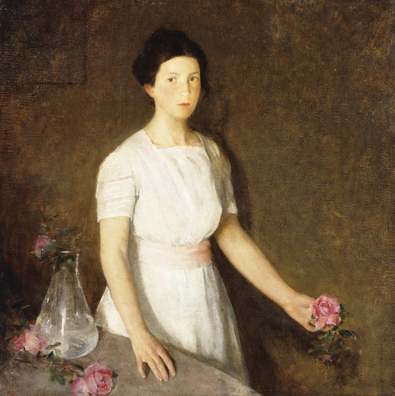 Flicka med röd ros av Charles Webster Hawthorne
