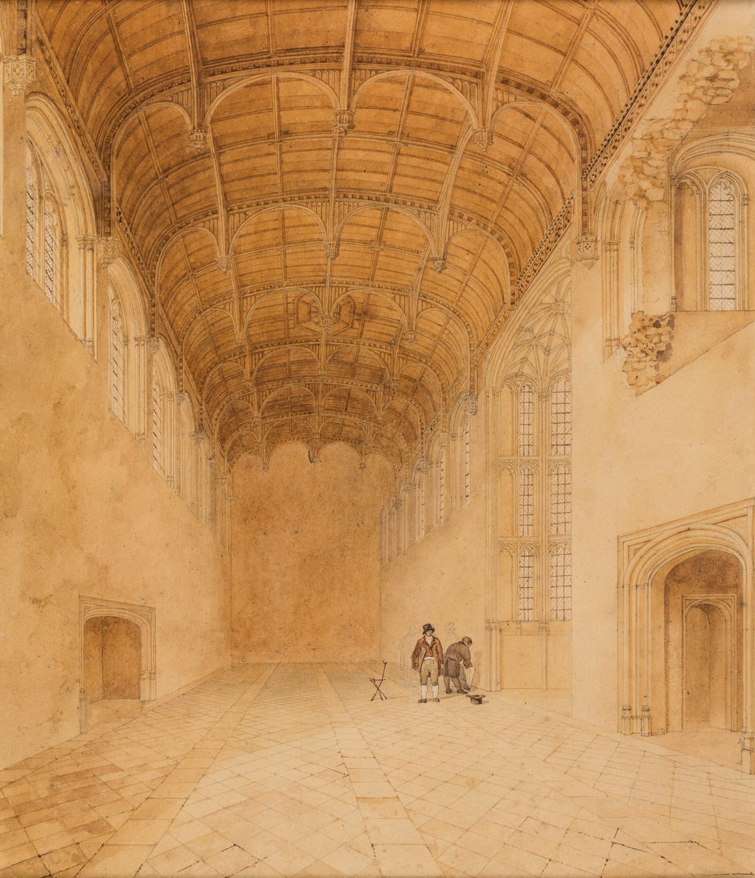 Crosby Hall (No.2), ca 1818 (akvarell på papper) av Charles Wild