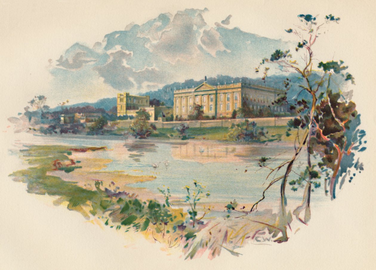 Chatsworth från Derwent, c1890 av Charles Wilkinson