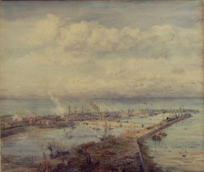 Troon Harbour, Cornwall av Charles William Wyllie