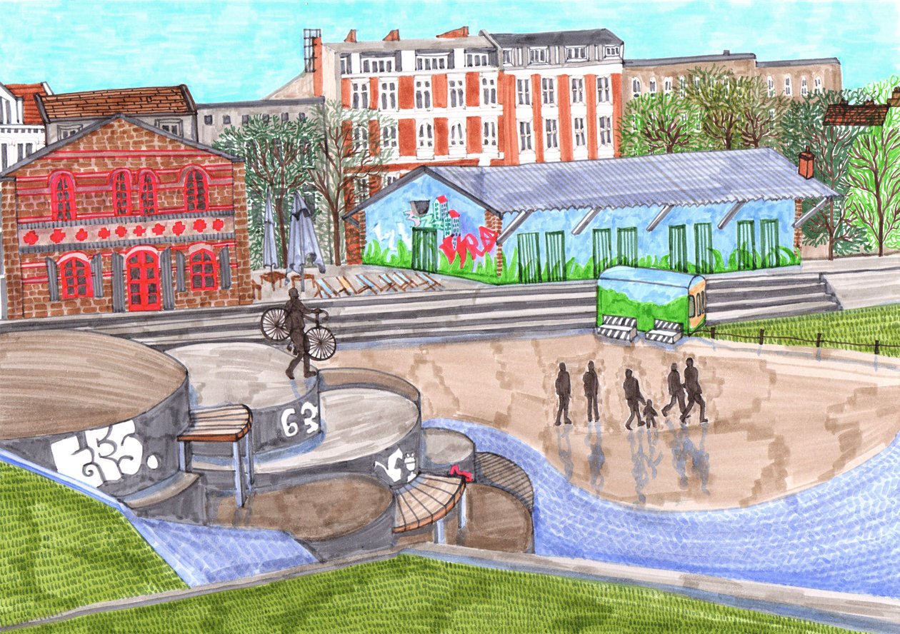 Görlitzer Park, 2017 (penselpennor) av Charlotte Orr