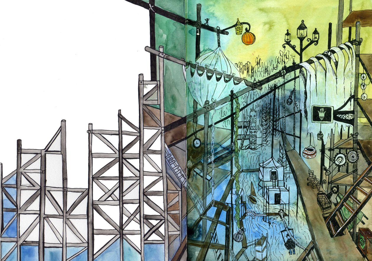 Invisible Cities, 2011 (akvarell och bläck) av Charlotte Orr