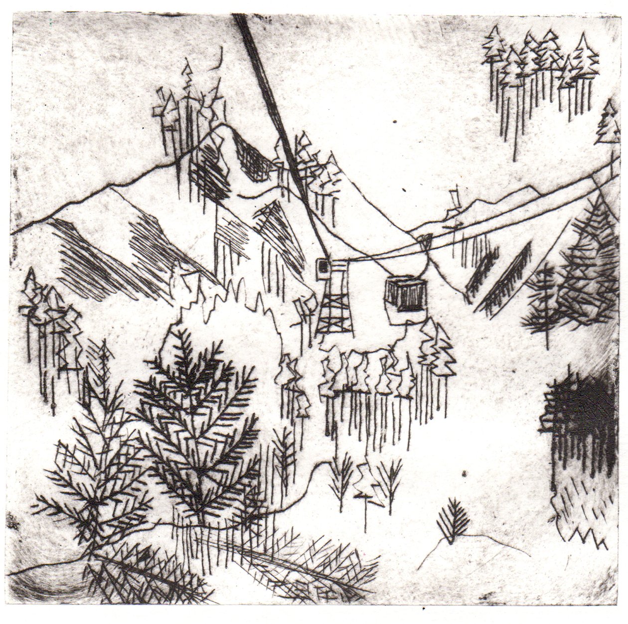 Mayrhofen-bergen, 2015 (torrpunktsetsning och digital) av Charlotte Orr