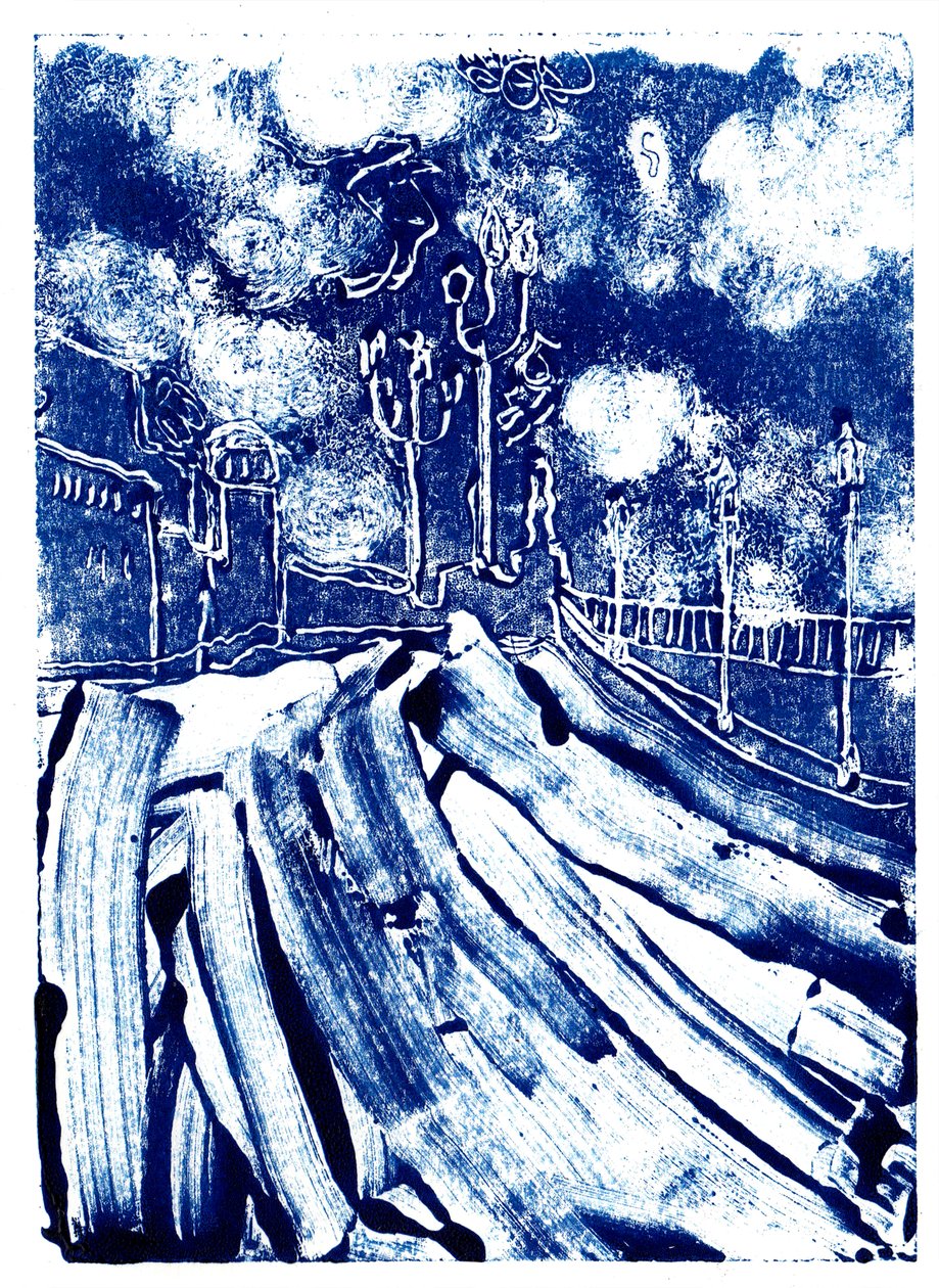 Pisa, 2019 (monoprint) av Charlotte Orr