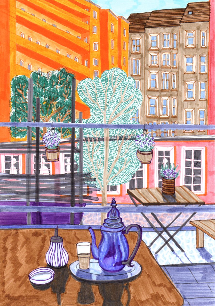 Prenzlauer Berg, 2017 (penselpennor) av Charlotte Orr