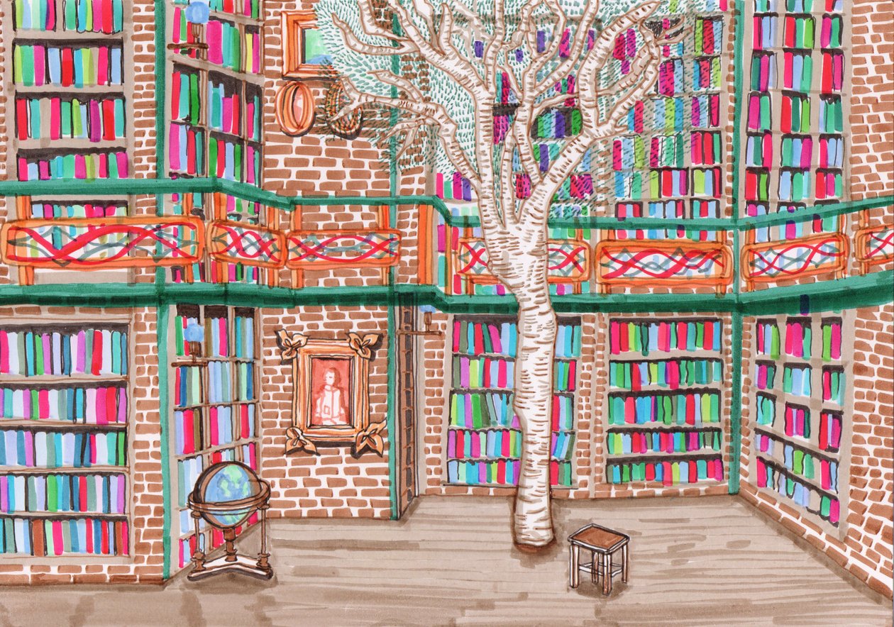 Tree Library, 2017 (penselpennor) av Charlotte Orr