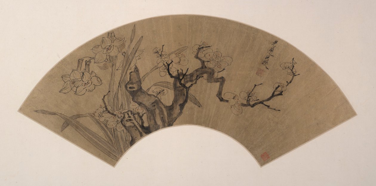 Plommonblommor och Narcissus av Chen Hongshou