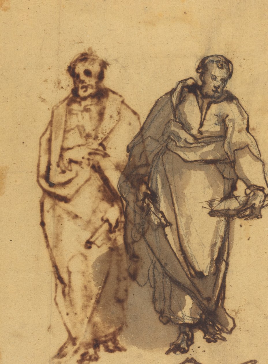 Två draperade figurer av Cherubino Alberti