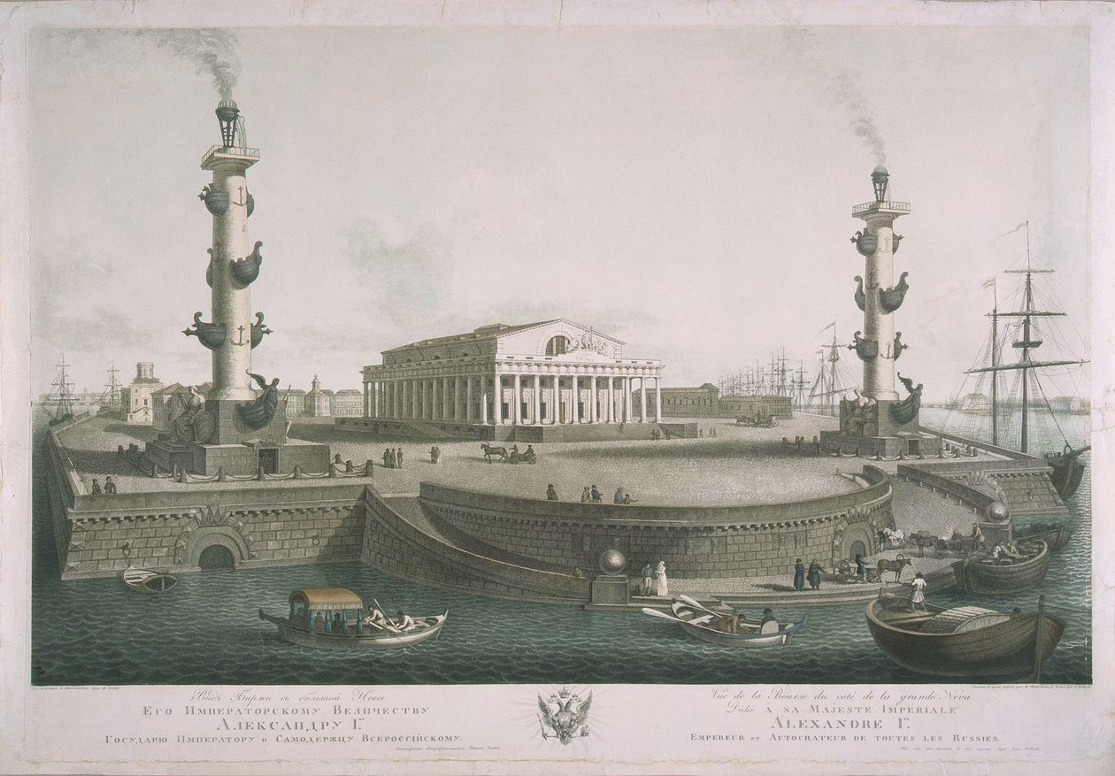 Utsikt över spotten på Vasilyevsky Island, 1810-talet av Chessky