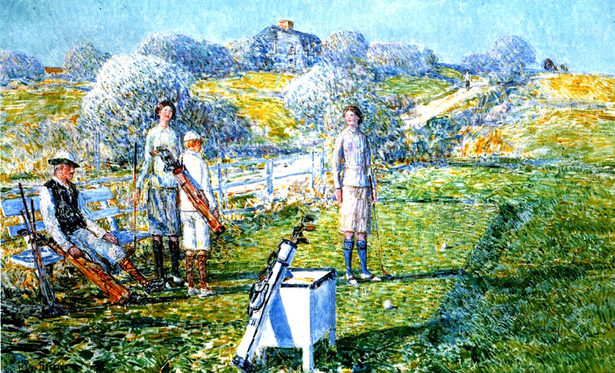 Ett spel golf av Childe Frederick Hassam