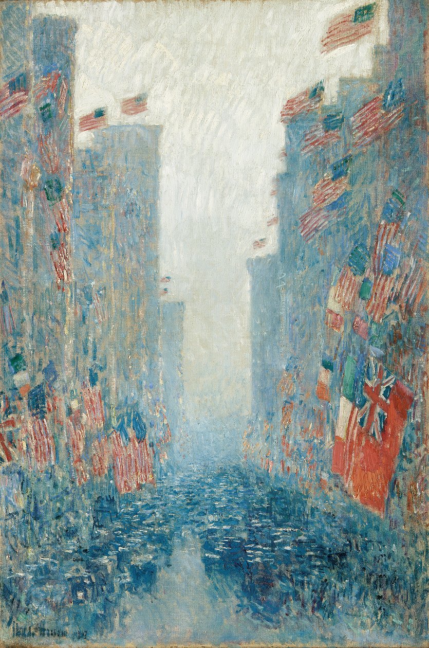 Flaggor, eftermiddag på avenyn av Childe Frederick Hassam