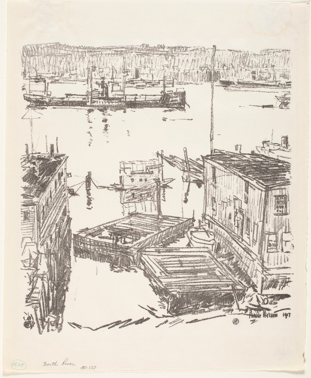 North River av Childe Frederick Hassam