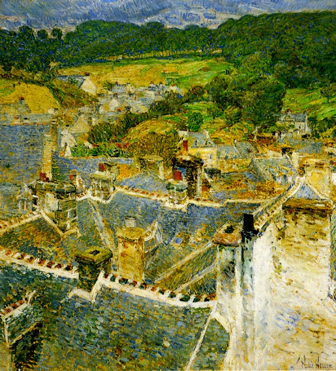 Rooftops, Pont-Aven, Bretagne av Childe Frederick Hassam