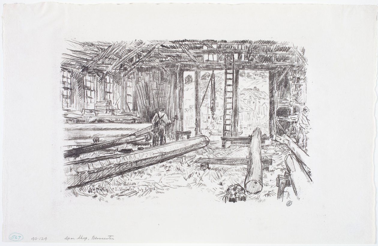 Sparbutik, Gloucester av Childe Frederick Hassam