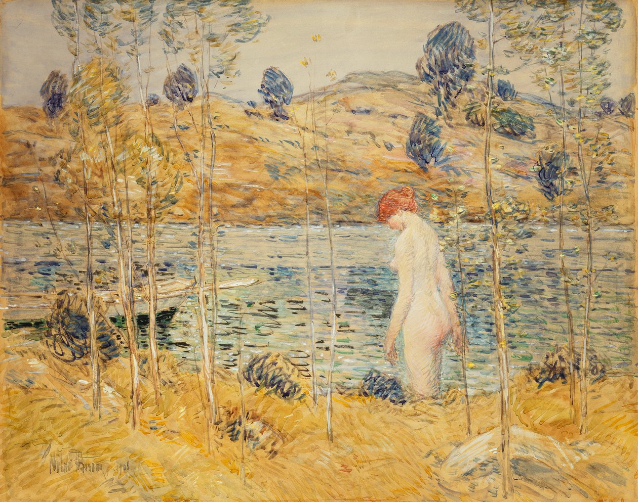 Flodbanken av Childe Frederick Hassam