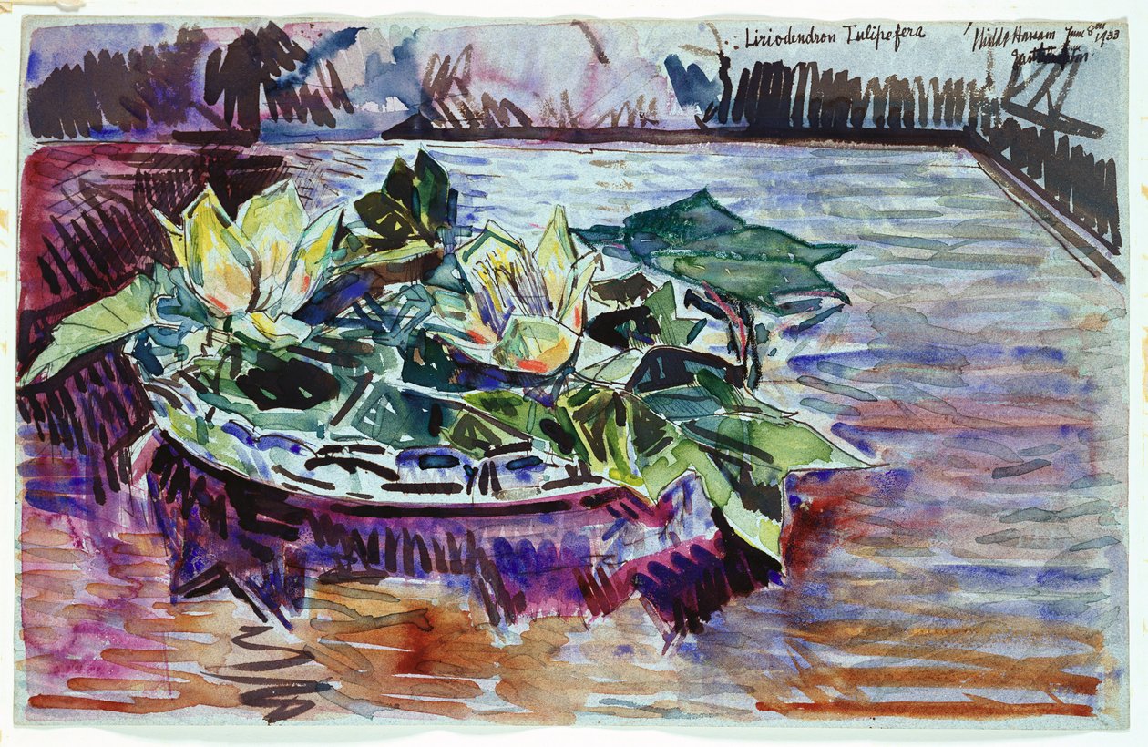 Tulpaner i en skål av Childe Frederick Hassam