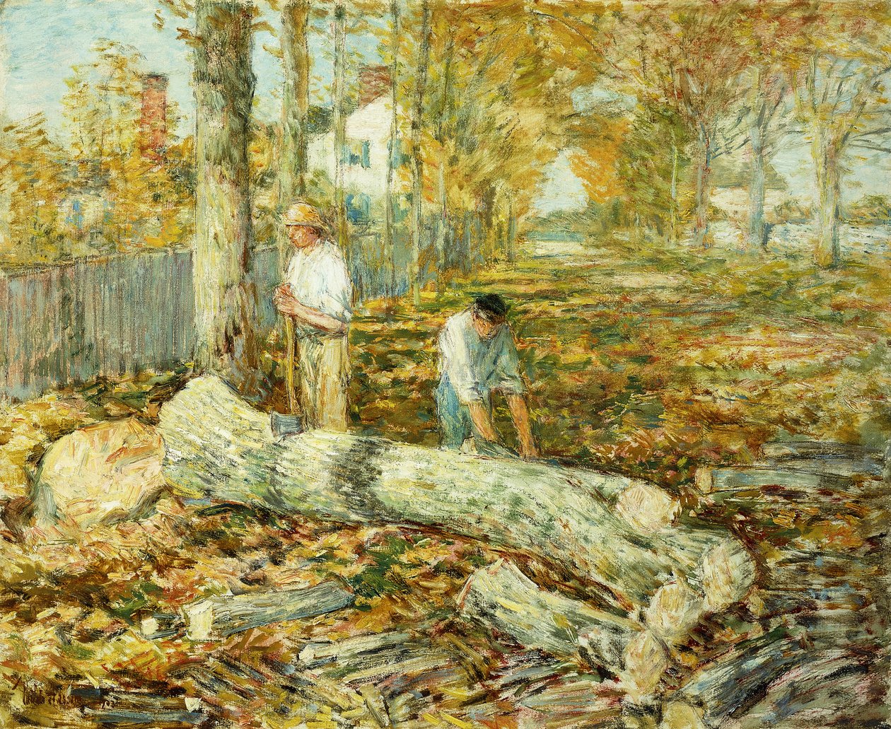 Vedhuggare (Den gamla almen) av Childe Frederick Hassam