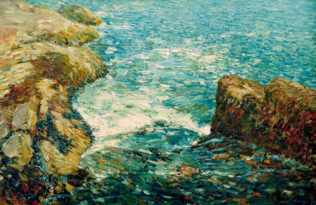 Surf och klippor av Childe Hassam