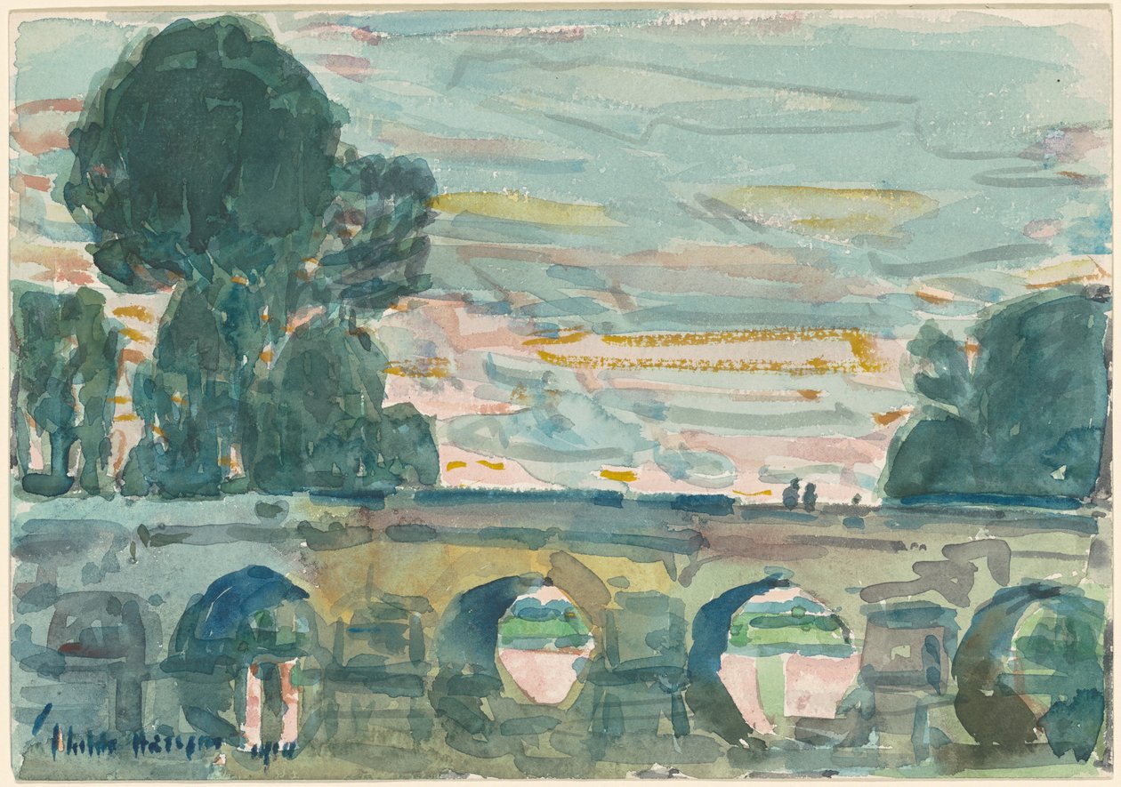 Bron vid Grez [recto] av Childe Hassam