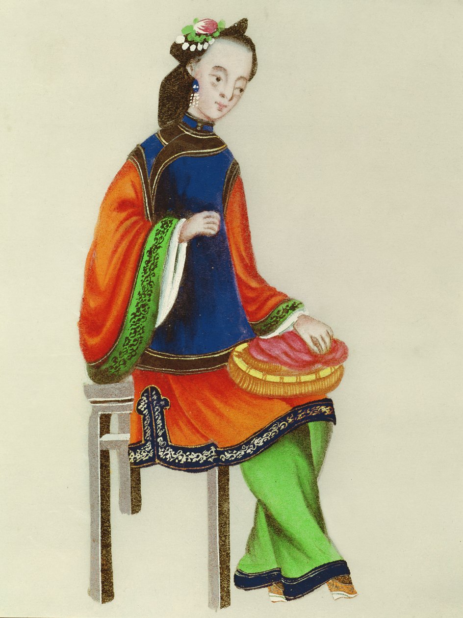 En kinesisk kvinde stopper, Qianlong-perioden (1736-96) swed av Chinese School