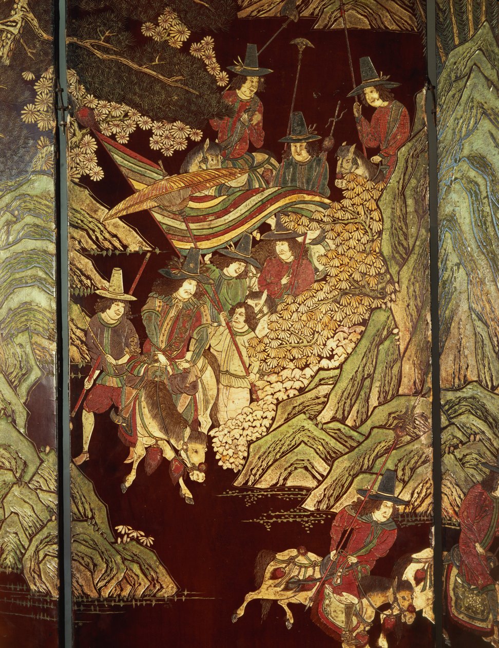 Coromandel skärm, c.1700 av Chinese School
