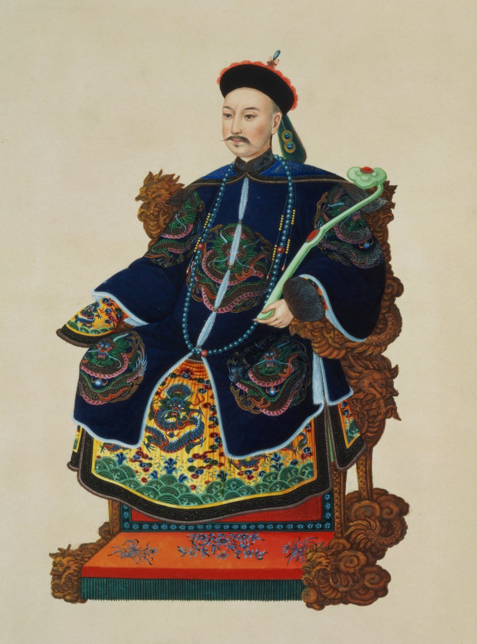 Porträtt av en mandarin (wc) av Chinese School