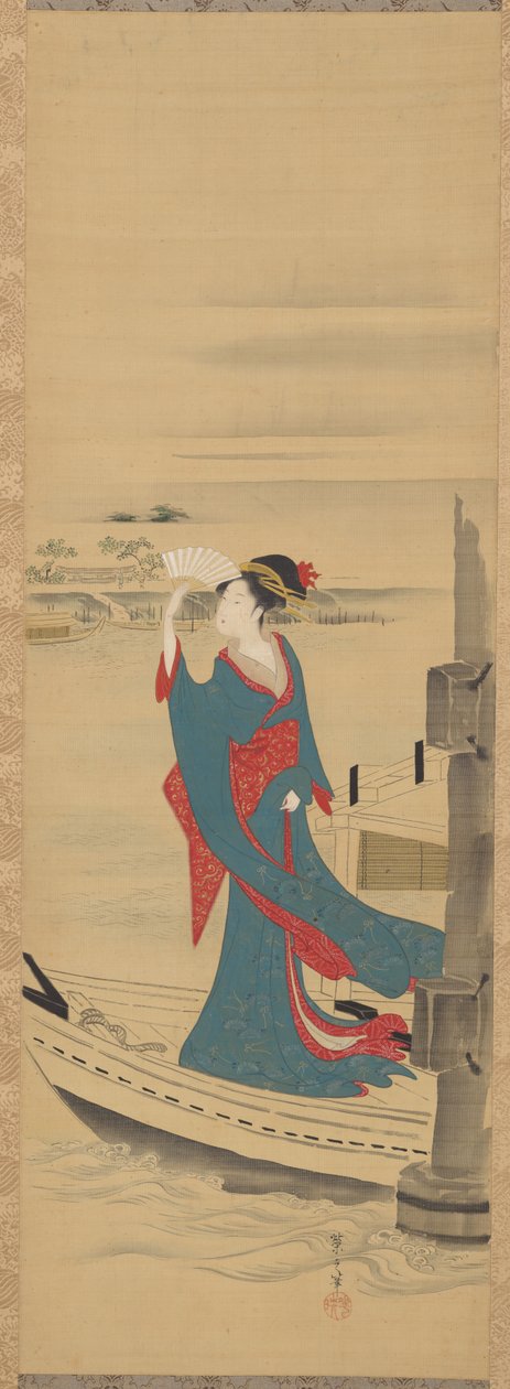 Skönhet i en båt på Sumida River av Chobunsai Eishi