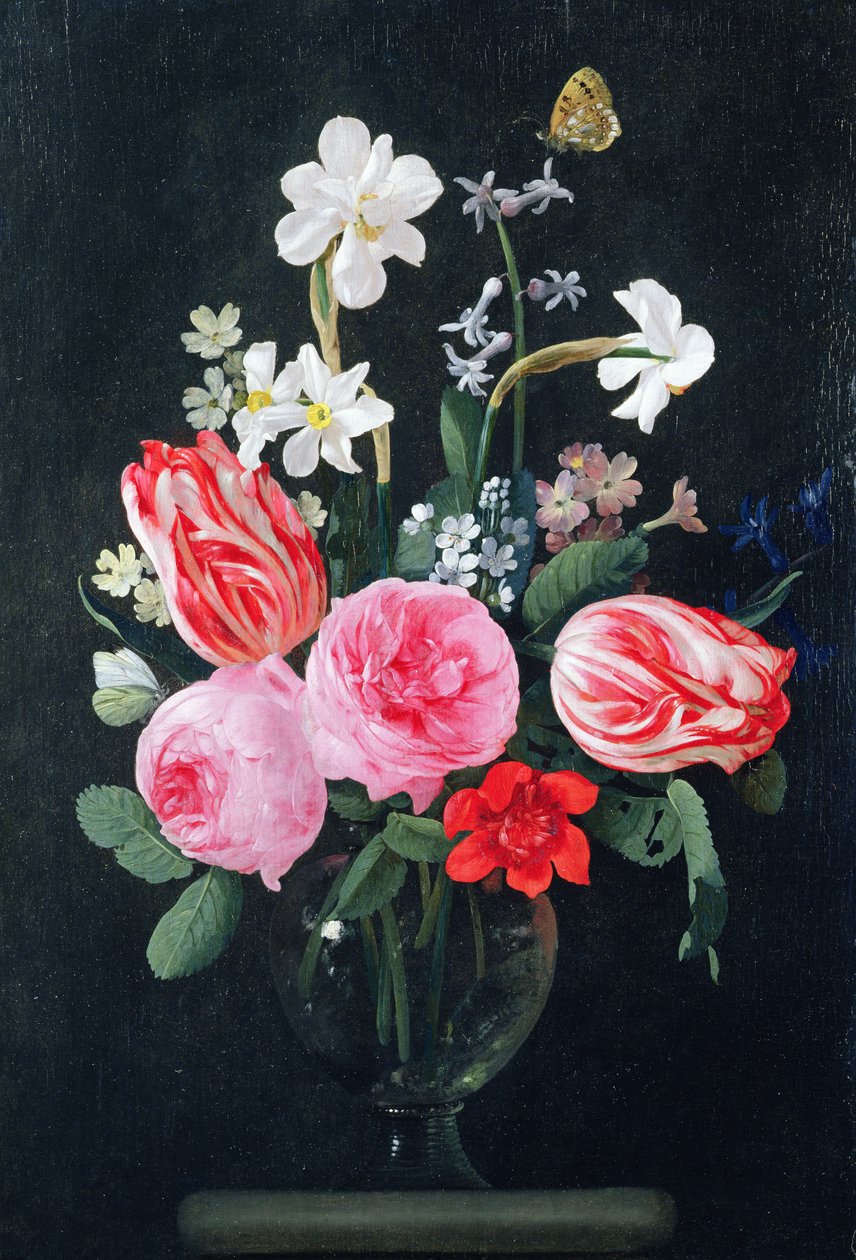 Rosor, narcisser, tulpaner och andra blommor av Christiaan Luykx or Luycks