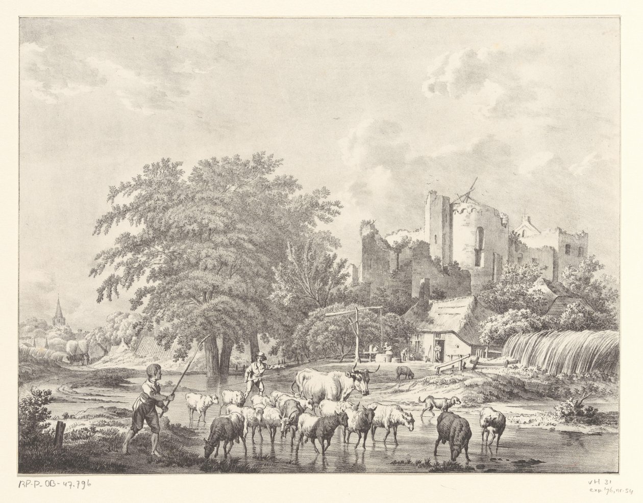 Boskapsbesättning vid ruinerna av Brederode Kasteel Castle av Christiaan Josi