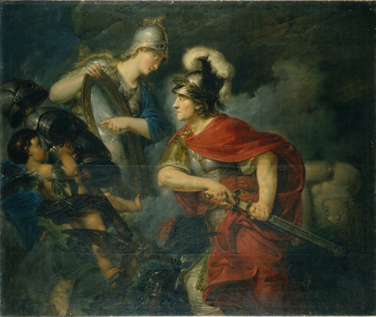 Minerva visar sin avund i den polerade skölden av Bernhard Rode