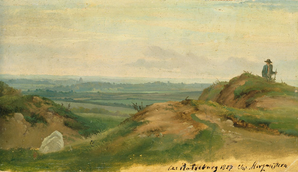 På Ratzeburg, 1827 (olja på papper på kort) av Christian Ernst Bernhard Morgenstern