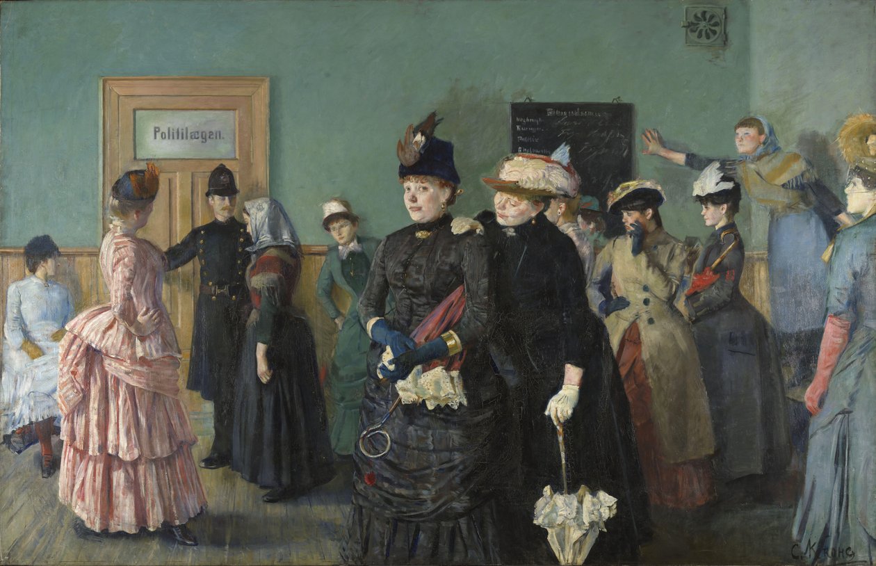 Albertine vid Polisläkarens väntsal, 1886-87 av Christian Krohg