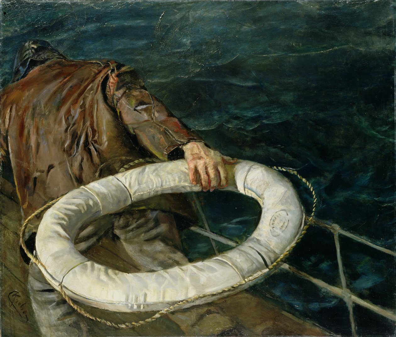 Man överbord, 1906 av Christian Krohg