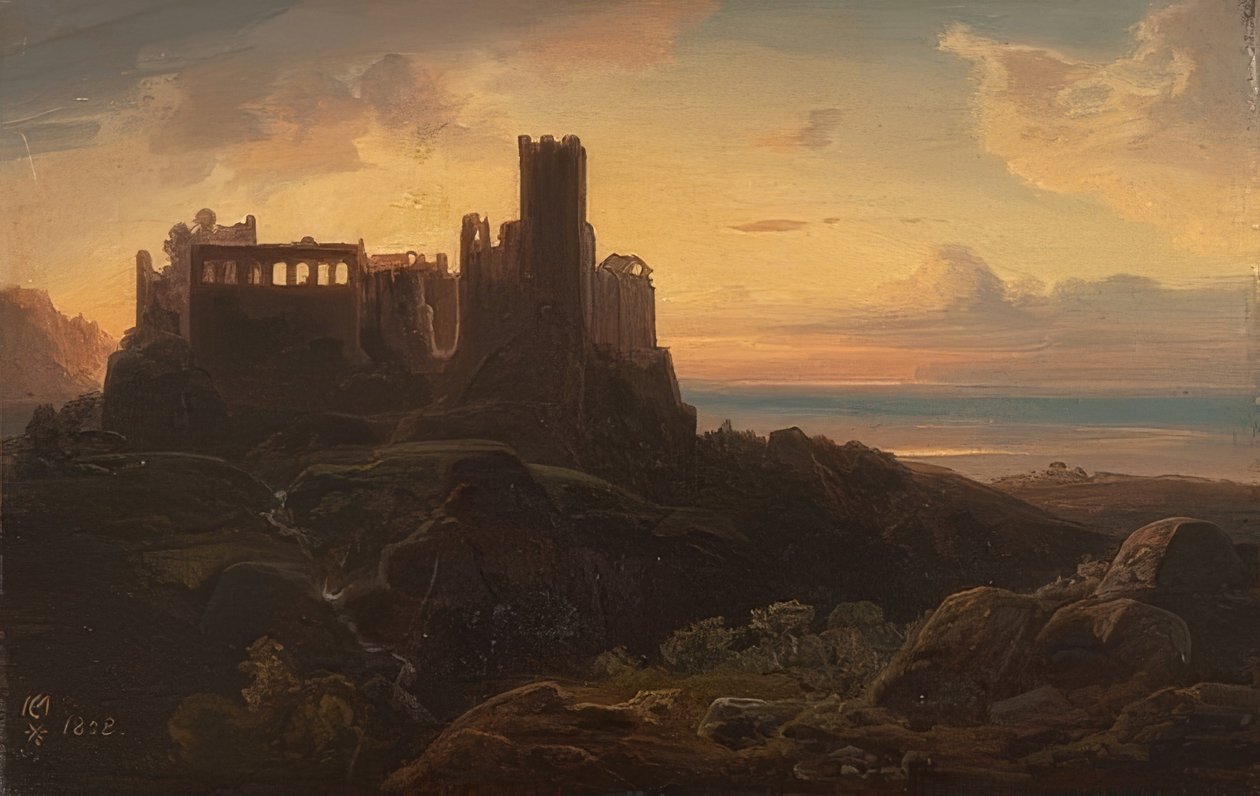 Slottsruiner. 1838 av Christian Ernst Bernhard Morgenstern