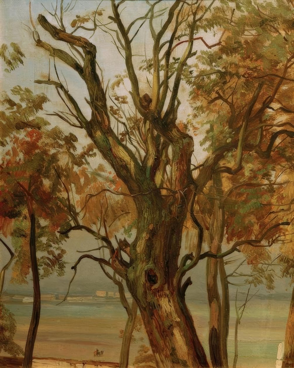 Trädstudie på hösten (Elbes strand nära Dresden) av Christian Friedrich Gille
