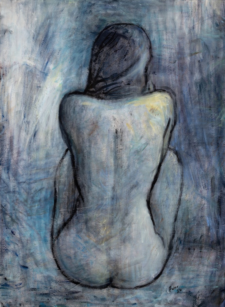 Blue Nude 2024 (olja på duk) av Christian Furr