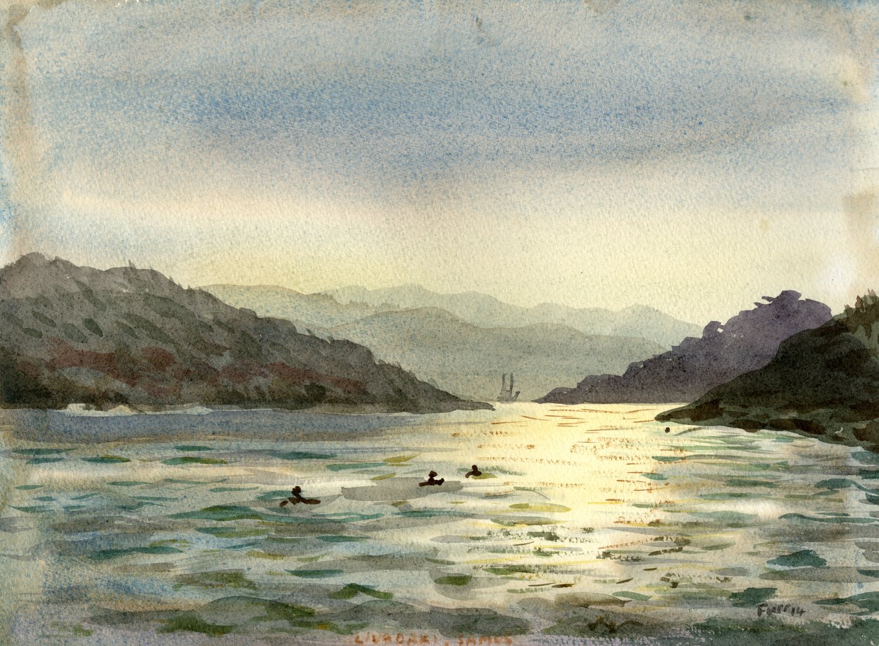 Gyllene havet (akvarell) av Christian Furr