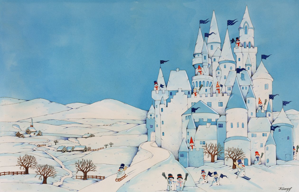 Snowman Castle, 1997 (wc på papper) av Christian Kaempf