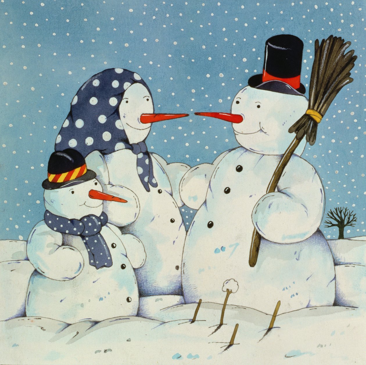 The Snowman Family, 1997 (wc på papper) av Christian Kaempf