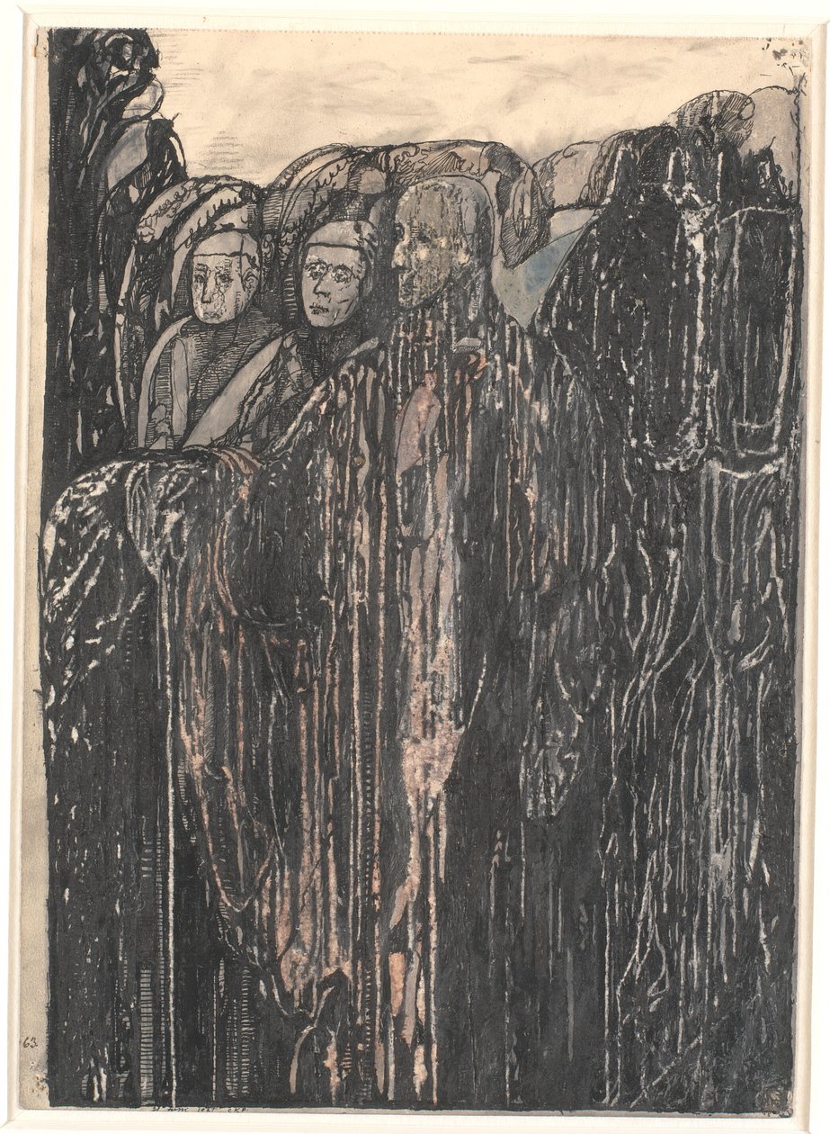 Tre figurer i en trädgård. av Christian Kongstad Petersen