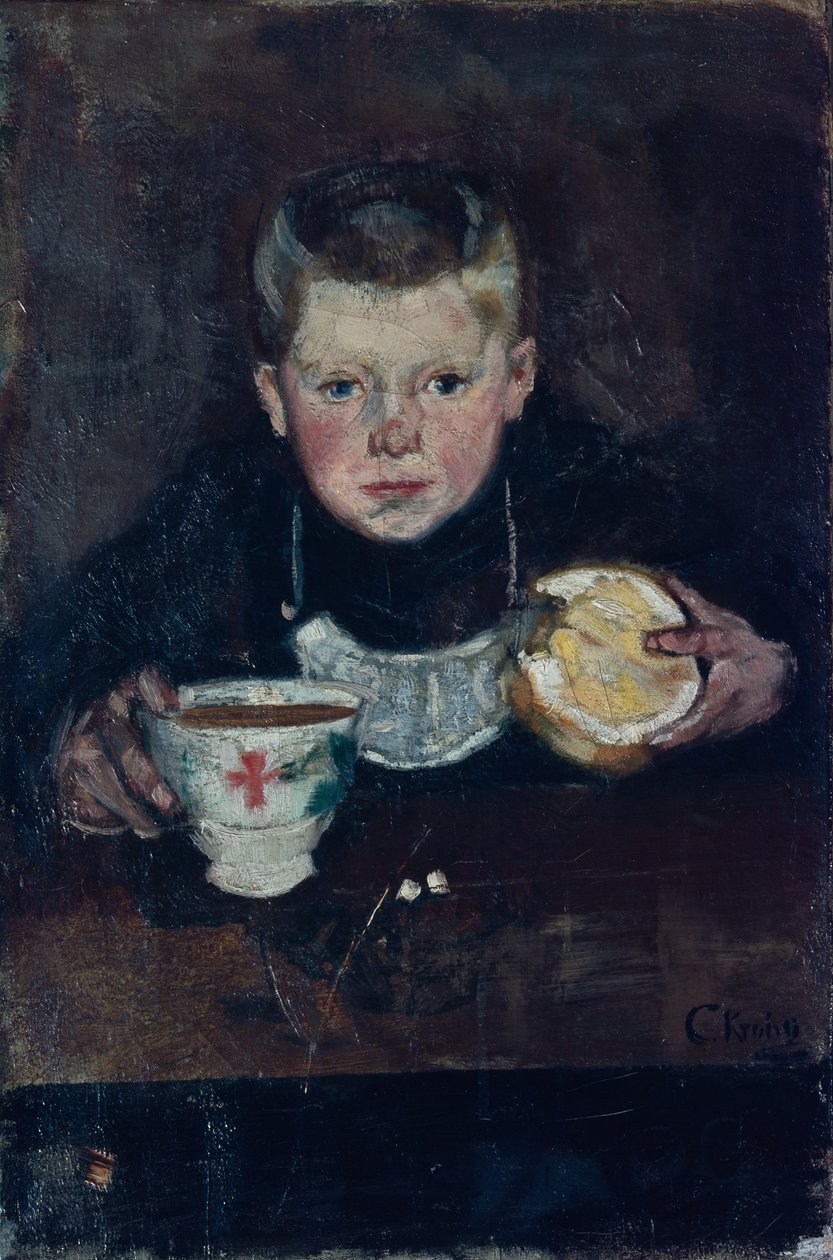 Ärendepojke dricker kaffe av Christian Krohg