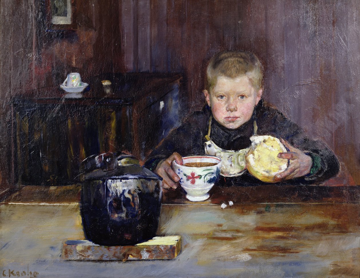 Ärendepojke dricker kaffe av Christian Krohg